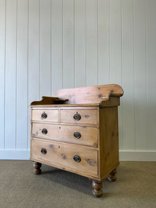 An English Pine Chest of Drawers Dresser with Gallery c1880