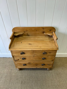 An English Pine Chest of Drawers Dresser with Gallery c1880