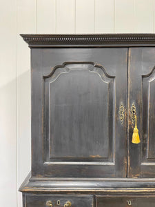 A Large 18th Century Scottish Ebonized Linen Press Cupboard