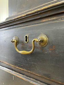 A Large 18th Century Scottish Ebonized Linen Press Cupboard