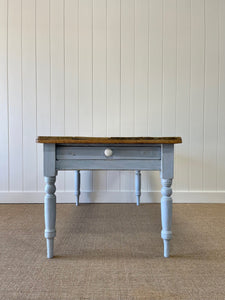 An English Robins Egg Blue Pine Almost Dining Table c1890