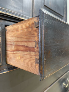 A Large 18th Century Scottish Ebonized Linen Press Cupboard