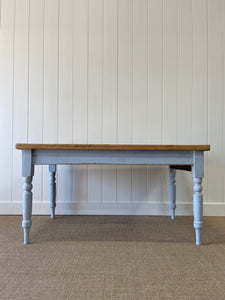 An English Robins Egg Blue Pine Almost Dining Table c1890