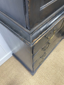 A Large 18th Century Scottish Ebonized Linen Press Cupboard