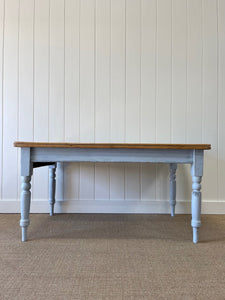 An English Robins Egg Blue Pine Almost Dining Table c1890