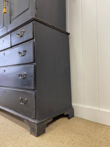 A Large 18th Century Scottish Ebonized Linen Press Cupboard