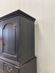 A Large 18th Century Scottish Ebonized Linen Press Cupboard