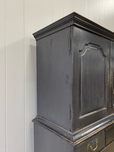 A Large 18th Century Scottish Ebonized Linen Press Cupboard