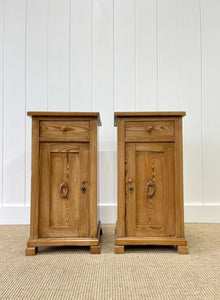 A Charming Pair of English Pine Nightstands