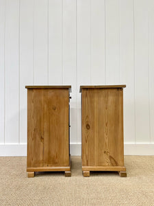 A Charming Pair of English Pine Nightstands