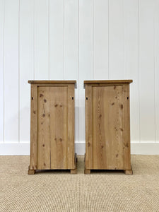 A Charming Pair of English Pine Nightstands