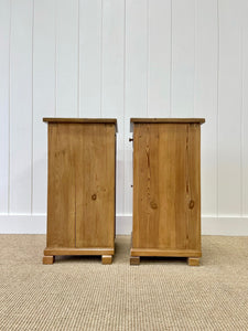 A Charming Pair of English Pine Nightstands