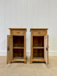 A Charming Pair of English Pine Nightstands