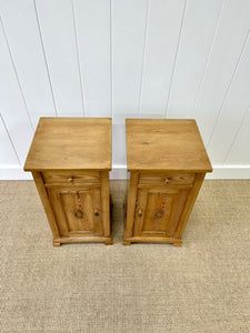 A Charming Pair of English Pine Nightstands