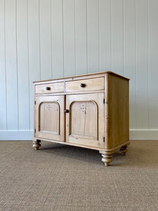 A Good English 19th c. Pine Cupboard or Sideboard with Wooden Knobs