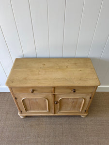 A Good English 19th c. Pine Cupboard or Sideboard with Wooden Knobs