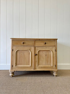 A Good English 19th c. Pine Cupboard or Sideboard with Wooden Knobs