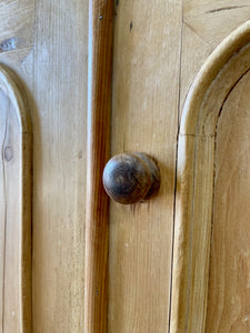 A Good English 19th c. Pine Cupboard or Sideboard with Wooden Knobs