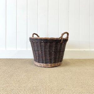 An Antique English Willow Log Basket