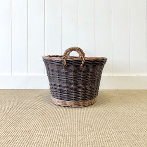 An Antique English Willow Log Basket