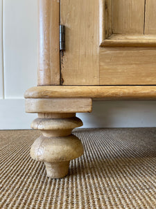 A Good English 19th c. Pine Cupboard or Sideboard with Wooden Knobs