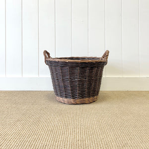 An Antique English Willow Log Basket