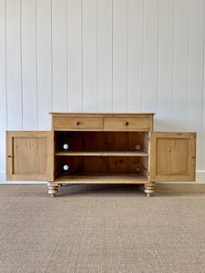 A Good English 19th c. Pine Cupboard or Sideboard with Wooden Knobs