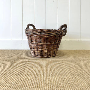 An Antique English Willow Log Basket