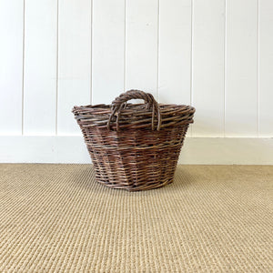 An Antique English Willow Log Basket