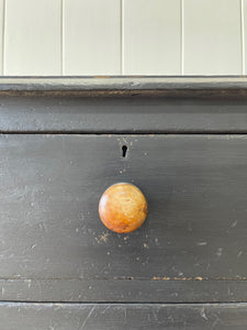 A Low English Ebonized Black Chest of Drawers Dresser with Contrasting Knobs c1890