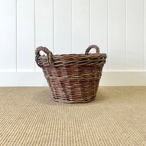 An Antique English Willow Log Basket