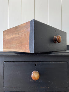 A Low English Ebonized Black Chest of Drawers Dresser with Contrasting Knobs c1890