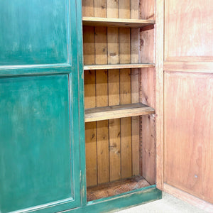 An Antique English Housekeeper's Cupboard in Green