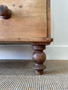 An Antique English Pine Chest of Drawers Dresser with Wooden Knobs c1890