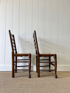 A Vintage Set of 8 English Oak Ladder Back Chairs