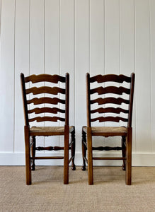 A Vintage Set of 8 English Oak Ladder Back Chairs