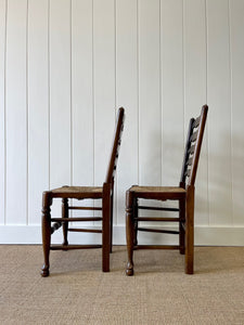 A Vintage Set of 8 English Oak Ladder Back Chairs