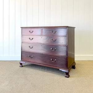 A English Georgian Mahogany Chest of Drawers with Swan Neck Hardware