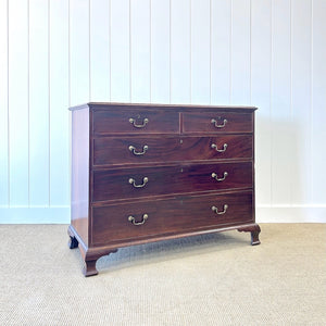 A English Georgian Mahogany Chest of Drawers with Swan Neck Hardware