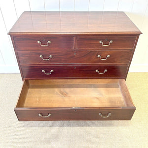 A English Georgian Mahogany Chest of Drawers with Swan Neck Hardware