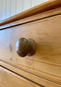 A Large English Pine Chest of Drawers Dresser on Tulip Feet c1890