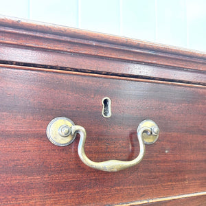 A English Georgian Mahogany Chest of Drawers with Swan Neck Hardware