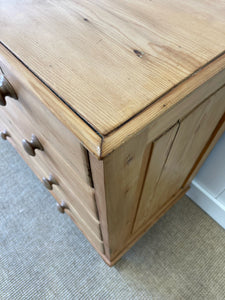 A Large English Pine Chest of Drawers Dresser on Tulip Feet c1890