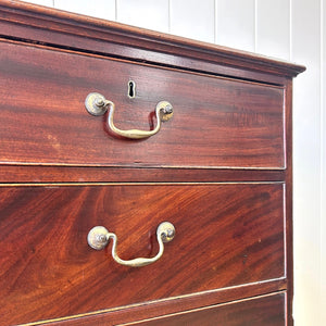 A English Georgian Mahogany Chest of Drawers with Swan Neck Hardware