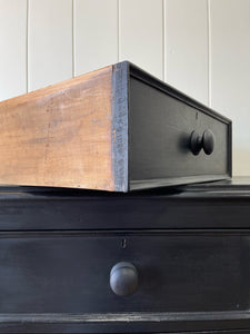 A Large English Ebonized Black Chest of Drawers Dresser on Tulip Feet c1890