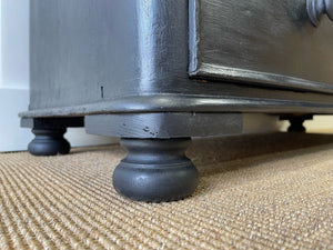 A Large English Ebonized Black Chest of Drawers Dresser on Tulip Feet c1890