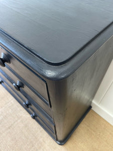 A Large English Ebonized Black Chest of Drawers Dresser on Tulip Feet c1890