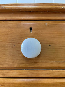 An Antique English Pine Chest of Drawers Dresser with Porcelain Knobs c1890