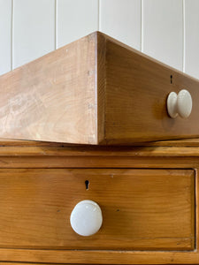 An Antique English Pine Chest of Drawers Dresser with Porcelain Knobs c1890