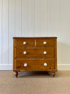 An Antique English Pine Chest of Drawers Dresser with Porcelain Knobs c1890